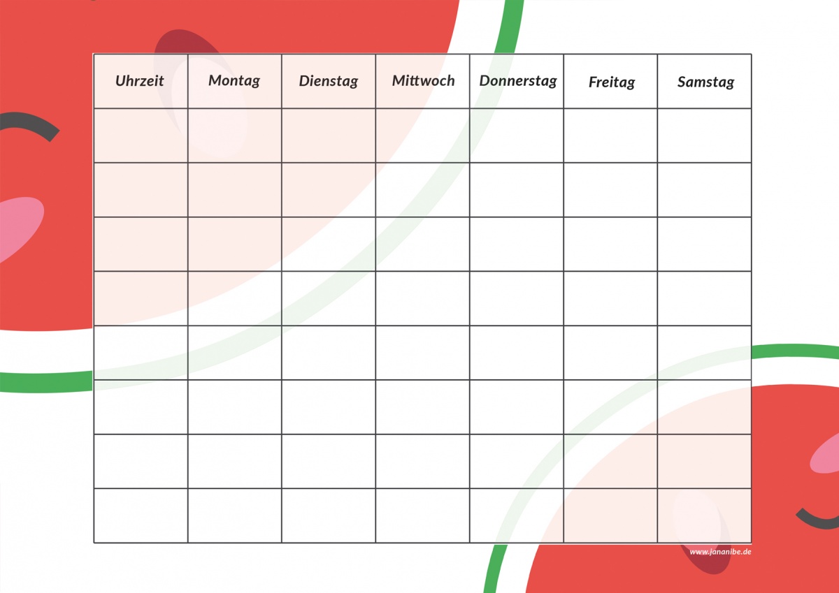 Stundenplan Kostenloser Download Zum Ausdrucken Jananibe